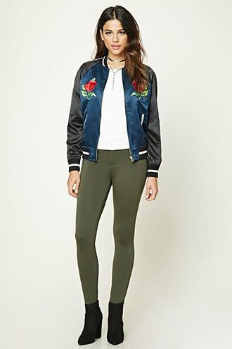Forever21 Women's  Olive Mid-rise Skinny Pants