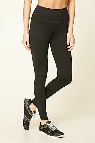 Forever21 Women's  Black Active High-waisted Leggings