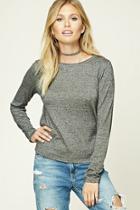 Love21 Women's  Black & White Contemporary Marled Knit Top