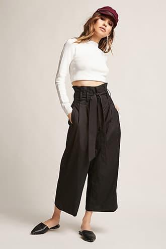 Forever21 Wide-leg Paperbag Pants
