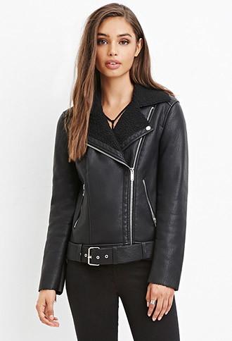 Forever21 Faux Shearling Moto Jacket