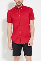 21 Men Men's  Red Button-collar Shirt
