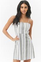Forever21 Multicolor Striped Linen-blend Button-front Mini Dress