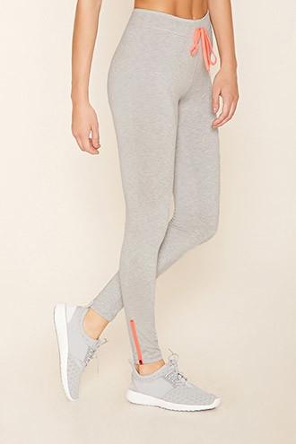 Forever21 Women's Active Heathered Zip Leggings