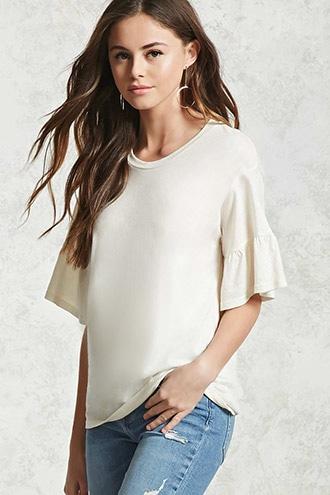 Forever21 Ruffle Sleeve Boxy Top