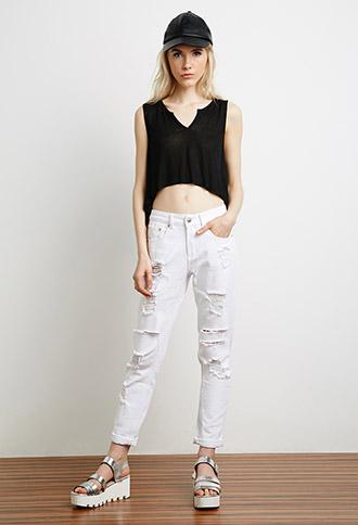 Forever21 Split-neck Sleeveless Top Black Small