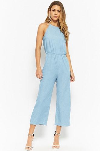 Forever21 Chambray Gaucho Jumpsuit