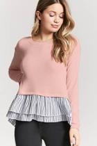 Forever21 Pinstripe Ruffle Combo Top