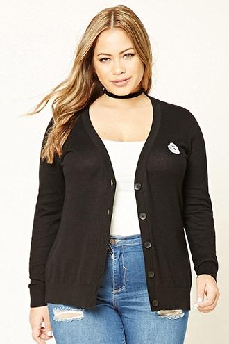 Forever21 Plus Size Coffee Patch Cardigan