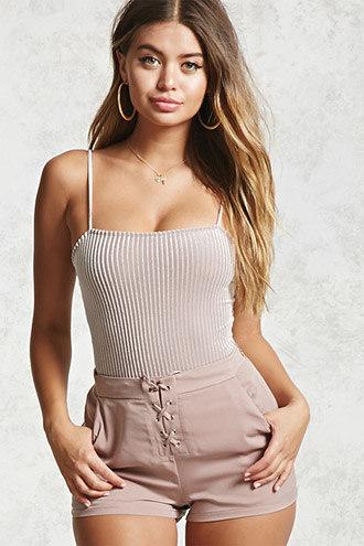 Forever21 Ribbed Velvet Cami Bodysuit