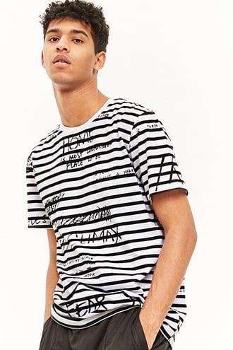 Forever21 Striped Conversation Tee