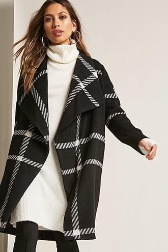 Forever21 Dex Plaid Drape-front Coat