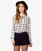 Grid Pattern Georgette Shirt