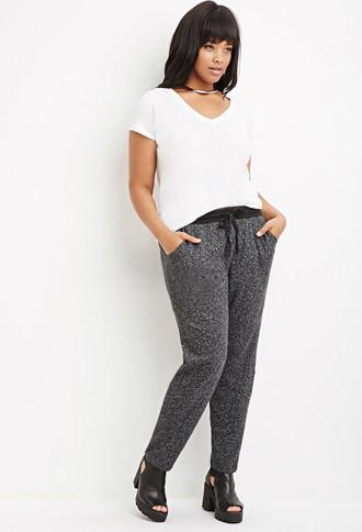 Forever21 Plus Women's  Marled Drawstring Sweatpants