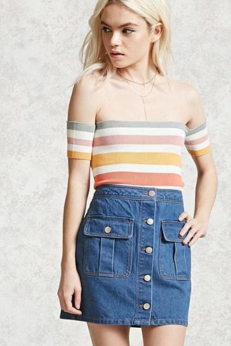 Forever21 Denim Button-front Skirt