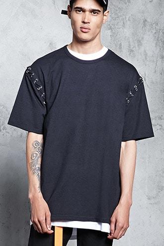 Forever21 Grommet-stitch Sleeve Tee