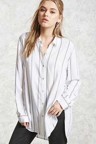 Forever21 Oversized Striped Dolphin Shirt