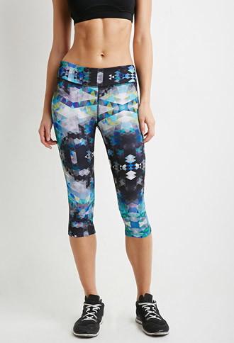 Forever21 Pixel Print Athletic Capri Leggings