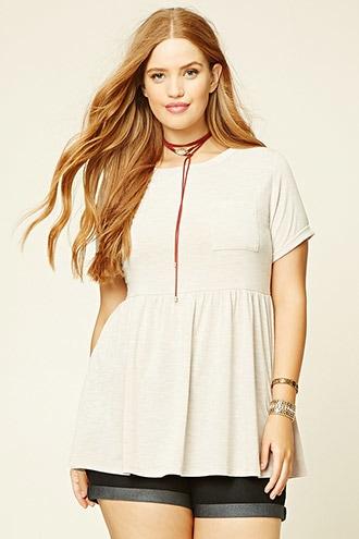 Forever21 Plus Women's  Taupe Plus Size Marled Tunic