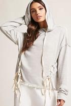 Forever21 Lace-up Distressed Hoodie