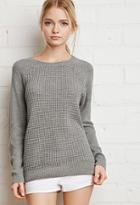 Forever21 Waffle Knit Raglan Sweater (heather Grey)