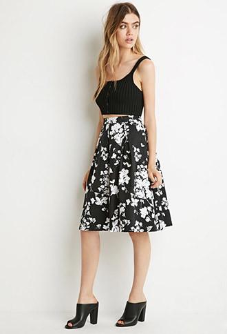 Forever21 Floral A-line Skirt
