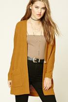 Forever21 Women's  Mustard Open-front Cardigan