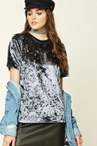Forever21 Women's  Faux Graphic Velveteen Tee