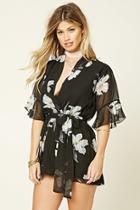 Forever21 Women's  Black & White Selfie Leslie Floral Romper