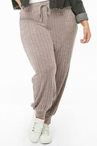 Forever21 Plus Size Mina Lisa Marled Ribbed Knit Joggers