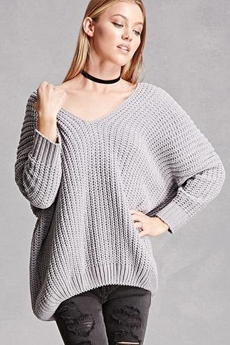 Forever21 Ribbed Fleece V-neck Sweater