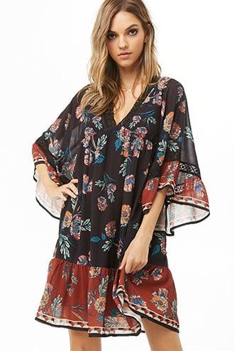 Forever21 Floral Crochet-trim Dress