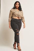 Forever21 Plus Size Distressed Step Jeans