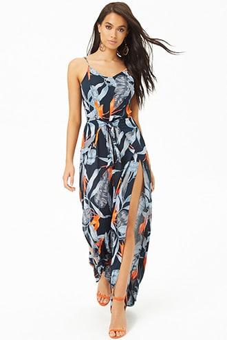Forever21 I The Wild Leaf Print Tulip Jumpsuit