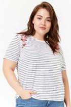 Forever21 Plus Size Embroidered Stripe Tee