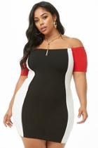 Forever21 Plus Size Colorblock Off-the-shoulder Bodycon Dress