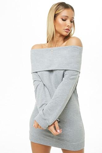 Forever21 French Terry Off-the-shoulder Mini Dress