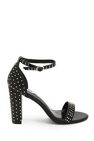 Forever21 Faux Leather Studded Ankle-strap Heels
