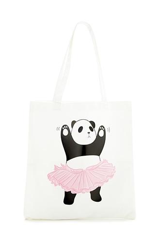 Forever21 Panda Ballet Graphic Tote Bag