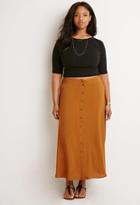 Forever21 Plus Women's  Buttoned High-slit Maxi Skirt (chestnut)