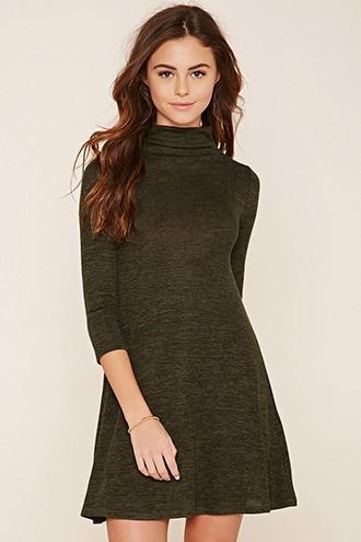 Forever21 Women's  Olive Marled Knit Dress