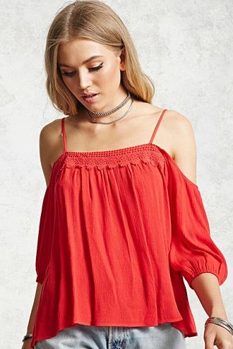 Forever21 Contemporary Crochet Trim Top
