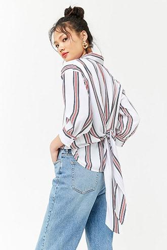 Forever21 Striped Tie-back Top
