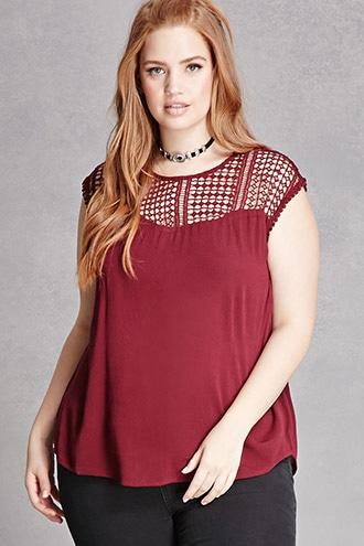 Forever21 Plus Size Crochet Yoke Top