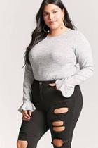 Forever21 Plus Size Marled Ruffle-cuff Knit Top