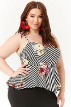 Forever21 Plus Size Textured Striped Floral Combo Mini Dress