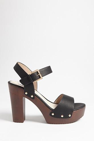 Forever21 Faux Leather Platform Clog Sandals