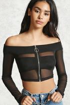 Forever21 Pull-ring Sheer Mesh Top