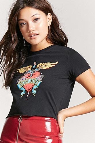 Forever21 Bon Jovi Raw-cut Band Tee