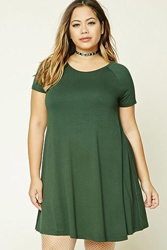 Forever21 Plus Women's  Hunter Green Plus Size Swing Dress